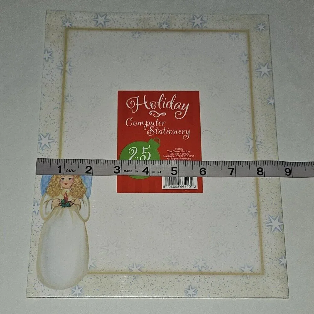 NEW 1 Pack 8.5x11 Letter Paper Stationery Angel Candle Stars Christmas 25 Sheets